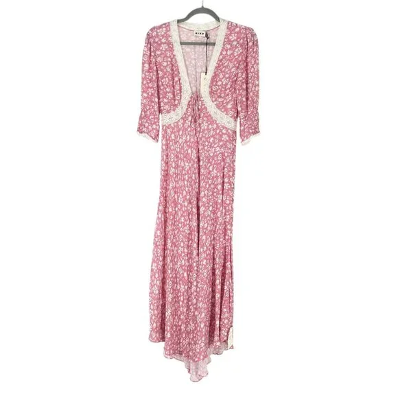NWT Rixo Amina Maxi Dress in Amelie Floral Pink - Picture 2 of 14